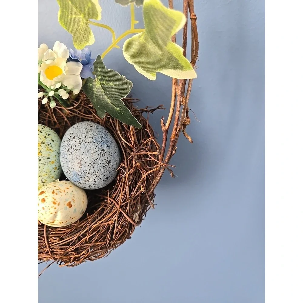 Easter Pastel Speckled Eggs Natural Nest Eggs Wreath Decor‎